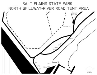 View the North Spillway River Road Tent Area map.